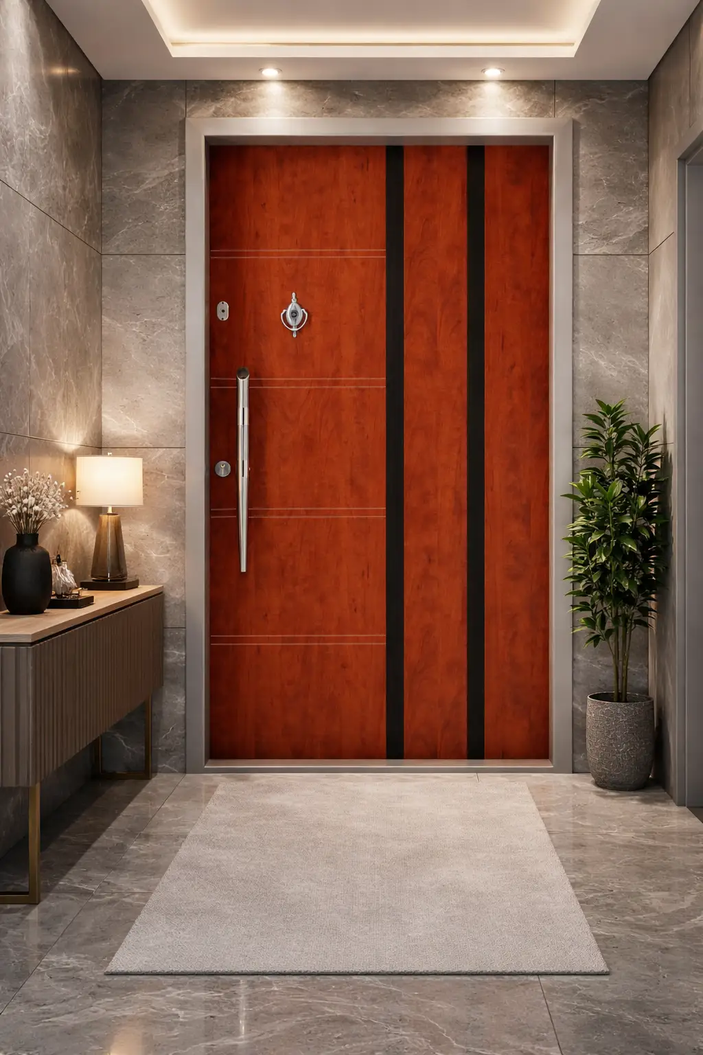 SecurityDoor درب ضد سرقت آپارتمانی با قفل چند زبانه و دوربین درکوب